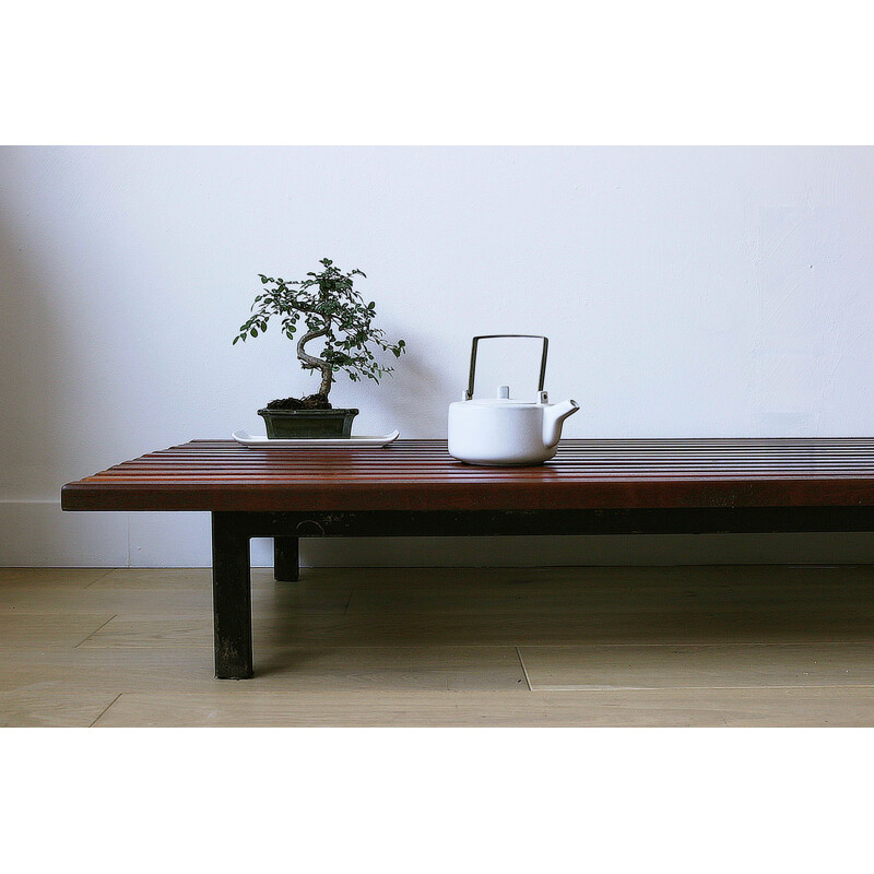 Vintage mahogany Cansado coffee table by Charlotte Perriand for Steph Simon, 1960s
