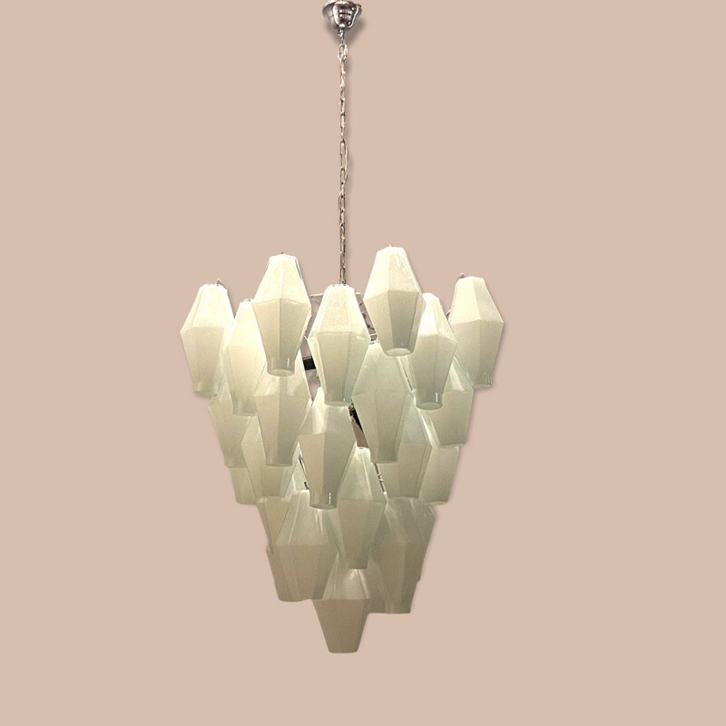 Lámpara de cristal poligonal italiana de época, 1980