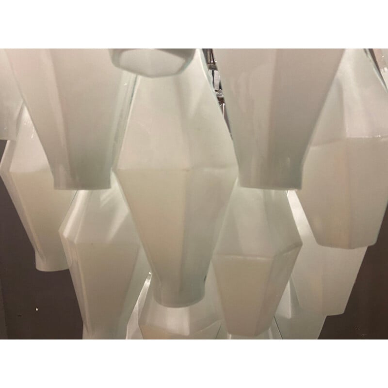 Lámpara de cristal poligonal italiana de época, 1980