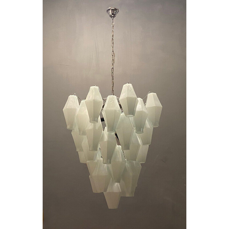 Vintage Italian polygon glass chandelier, 1980s