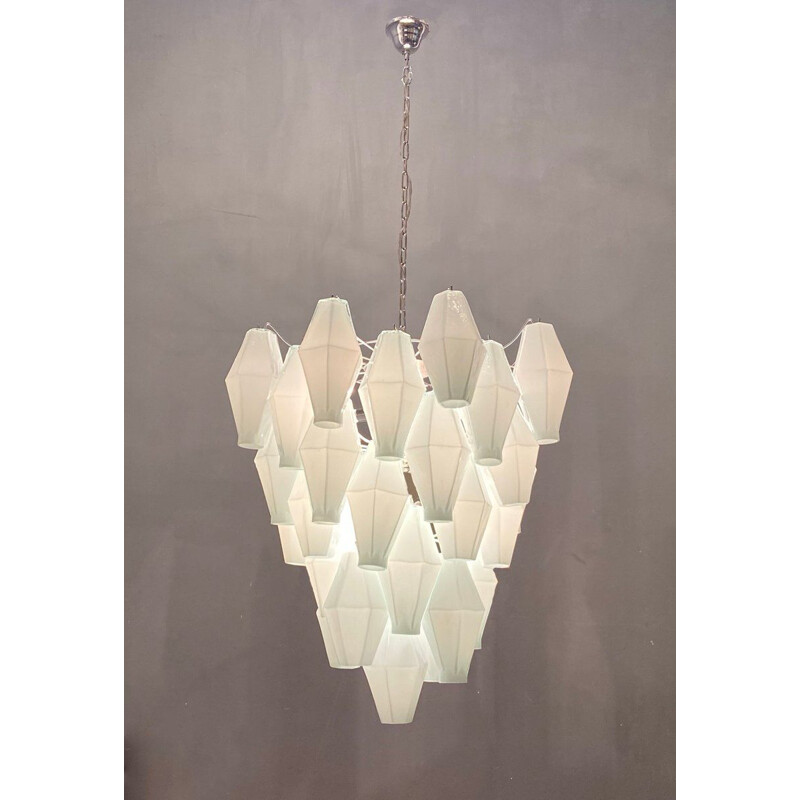 Vintage Italian polygon glass chandelier, 1980s