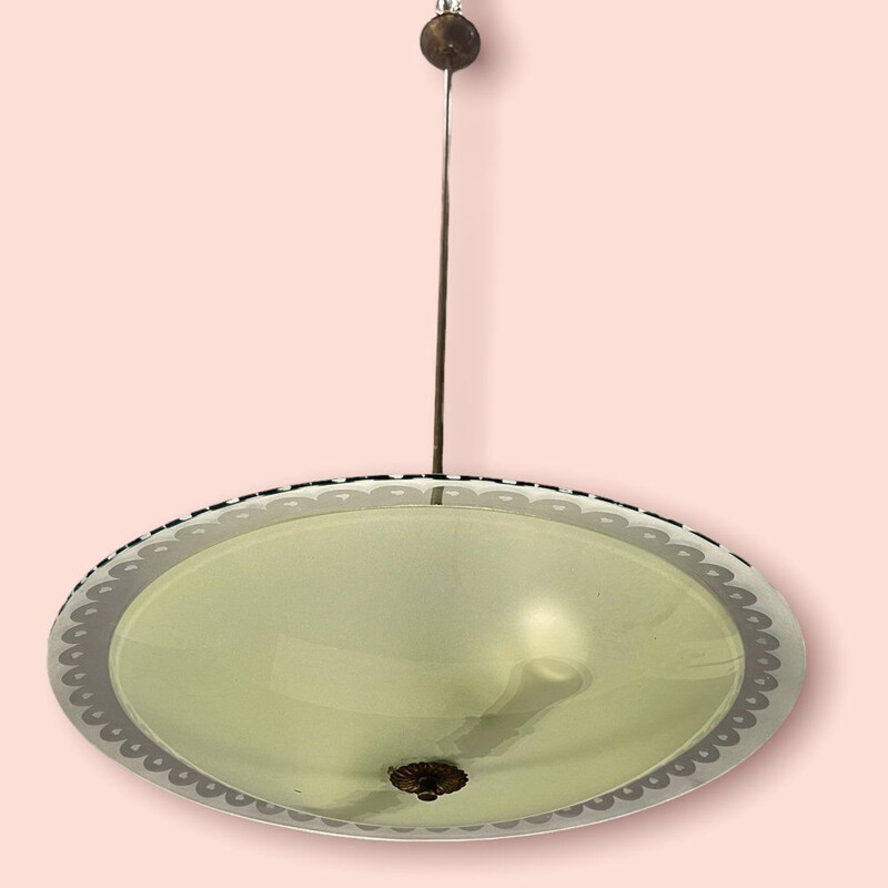 Lustre vintage en verre soufflé par Pietro Chiesa pour Fontana Arte, 1940