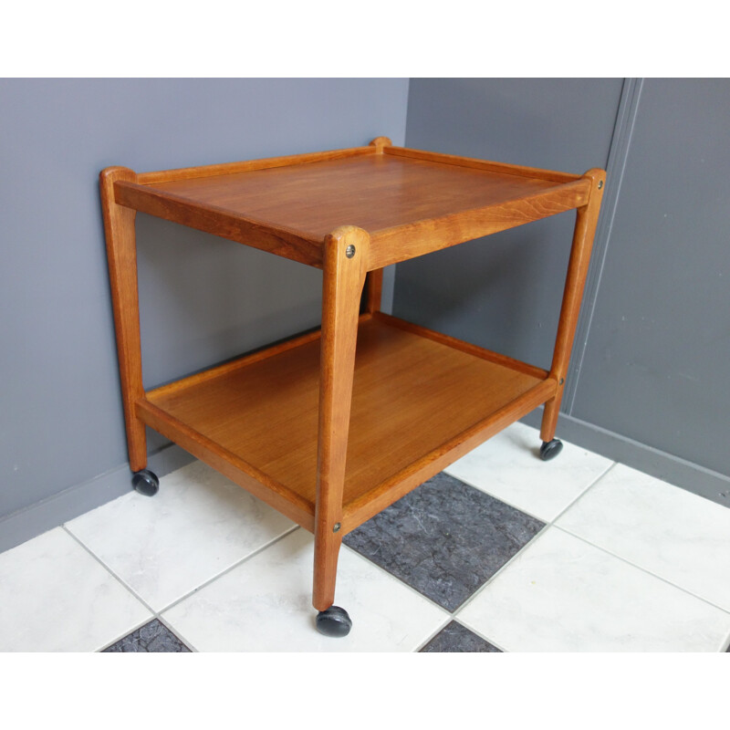 Vintage teak serving trolley by Brdr Furbo, Denmark 1960s