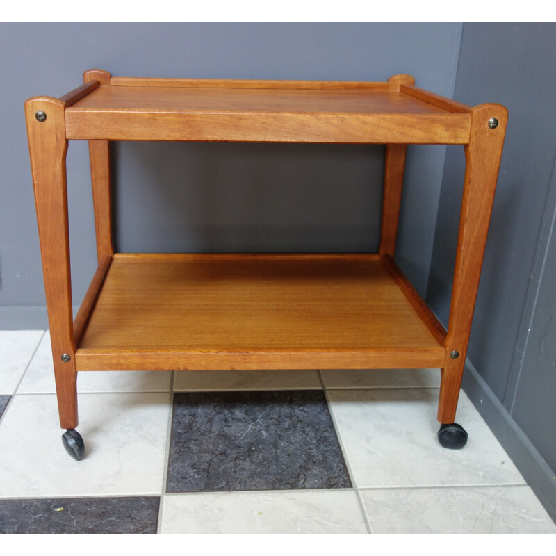 Vintage teak serving trolley by Brdr Furbo, Denmark 1960s