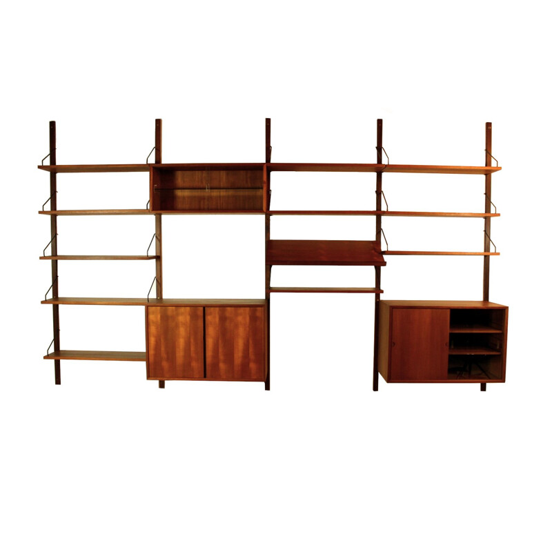 Mid century modular teak wall unit by Poul Cadovius, Denmark