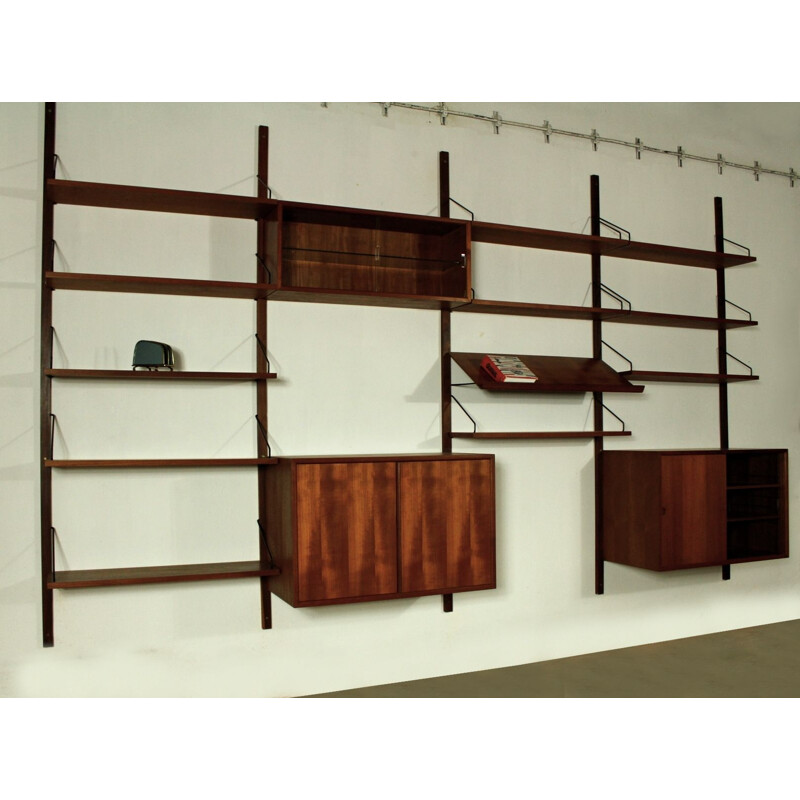 Mid century modular teak wall unit by Poul Cadovius, Denmark