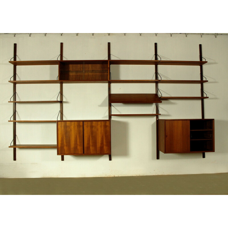 Mid century modular teak wall unit by Poul Cadovius, Denmark