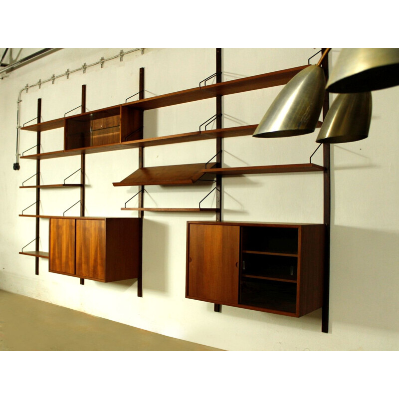 Mid century modular teak wall unit by Poul Cadovius, Denmark