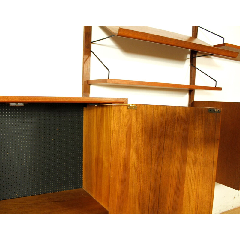 Mid century modular teak wall unit by Poul Cadovius, Denmark