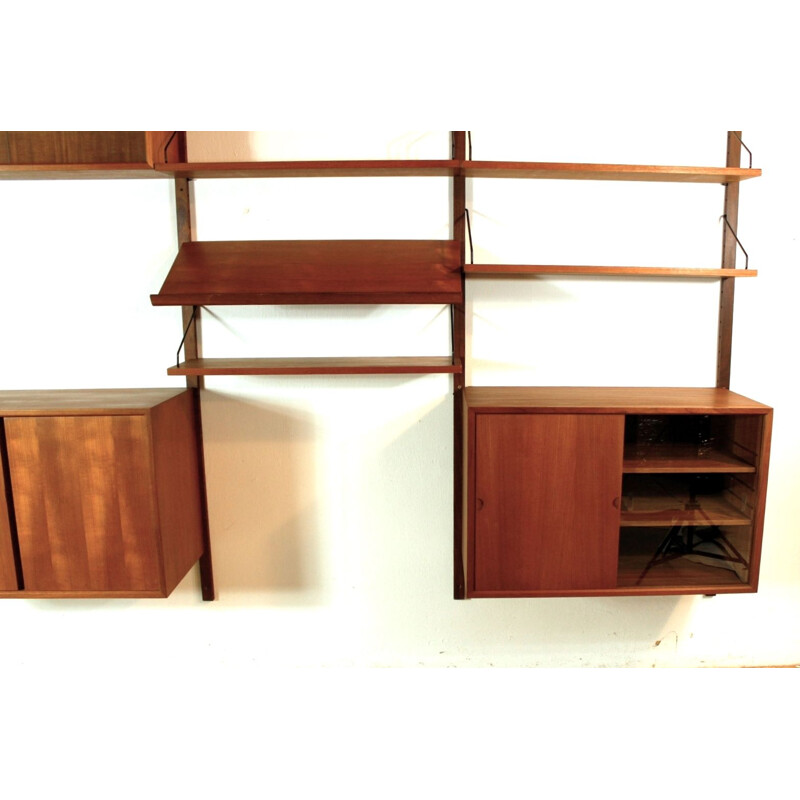 Mid century modular teak wall unit by Poul Cadovius, Denmark