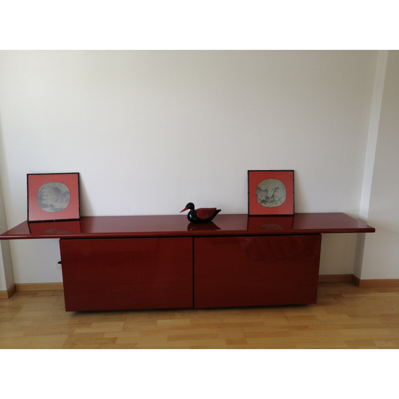 Vintage lacquered wood sideboard by Giotto Stoppino for Acerbis International, Italy 1978