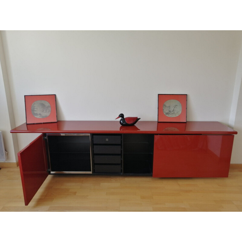 Vintage lacquered wood sideboard by Giotto Stoppino for Acerbis International, Italy 1978