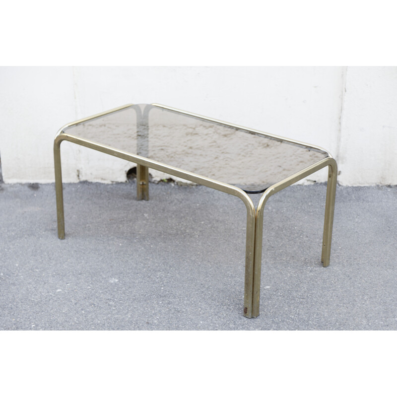 Vintage gilded metal coffee table, Italy 1970s