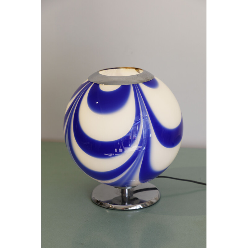 Lampe globe vintage en opale bleu, Italie 1970