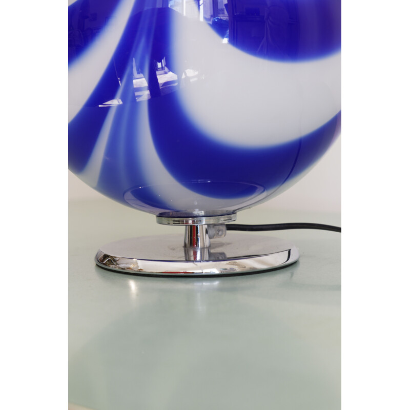 Vintage blue opal globe lamp, Italy 1970