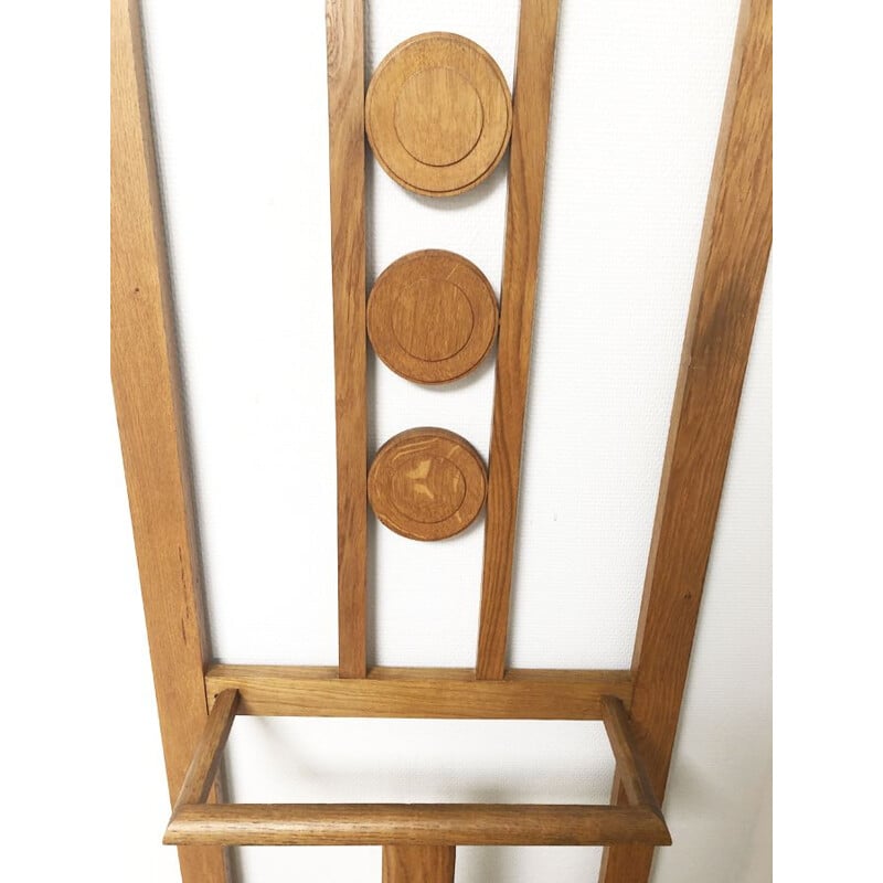 Vintage wooden wall coat rack, 1930-1950