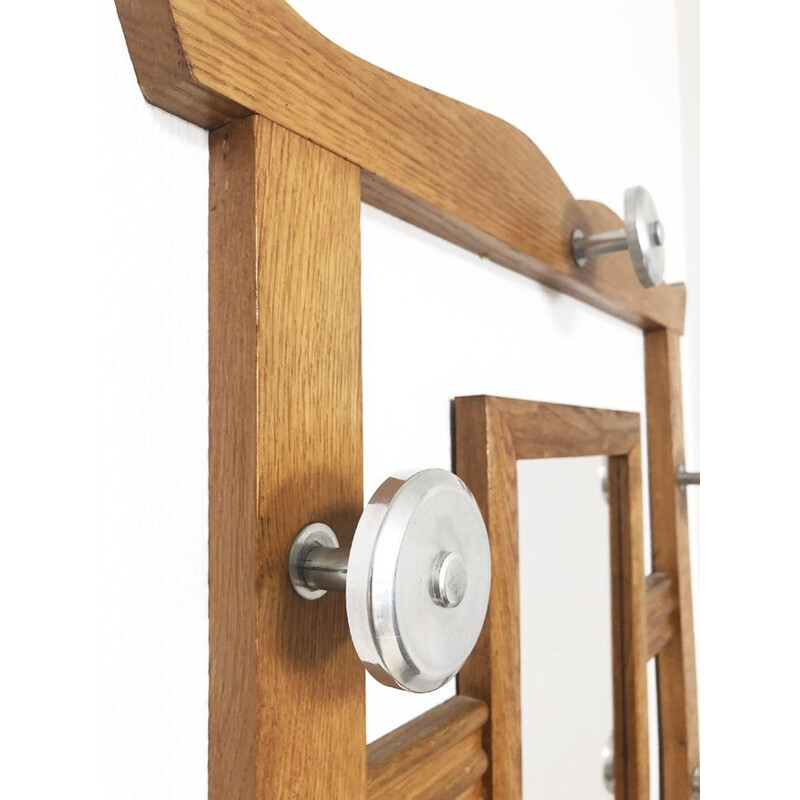 Vintage wooden wall coat rack, 1930-1950