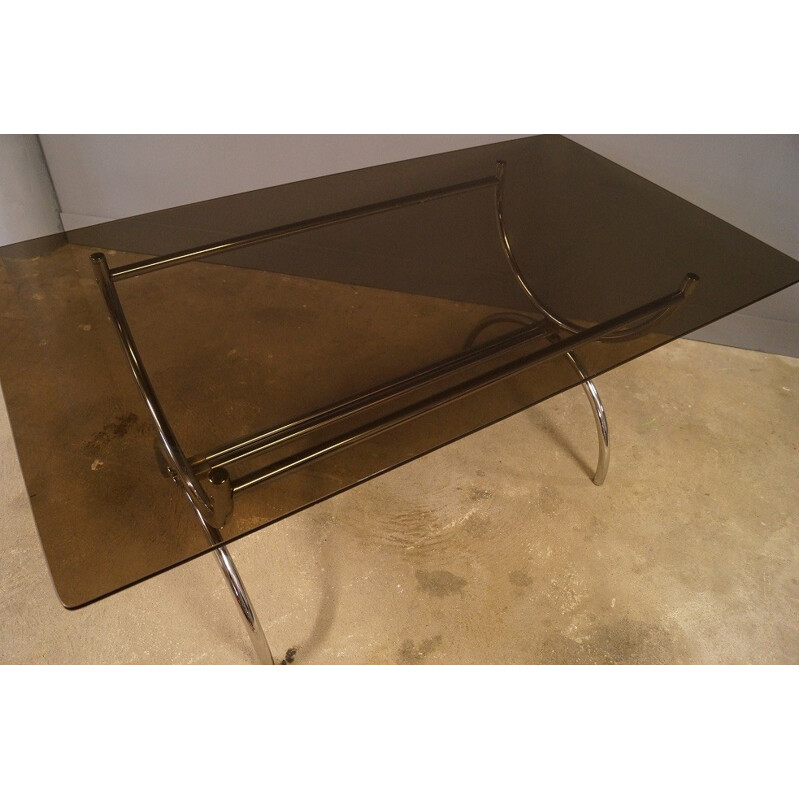 Table à manger en verre et métal chromé - 1970