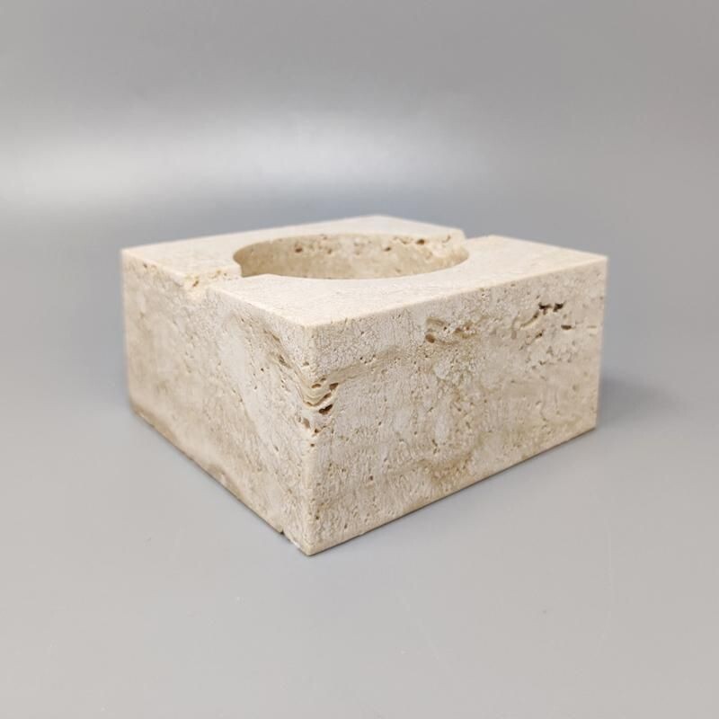 Vintage smoking set in travertine by Enzo Mari for F.lli Mannelli, 1970s