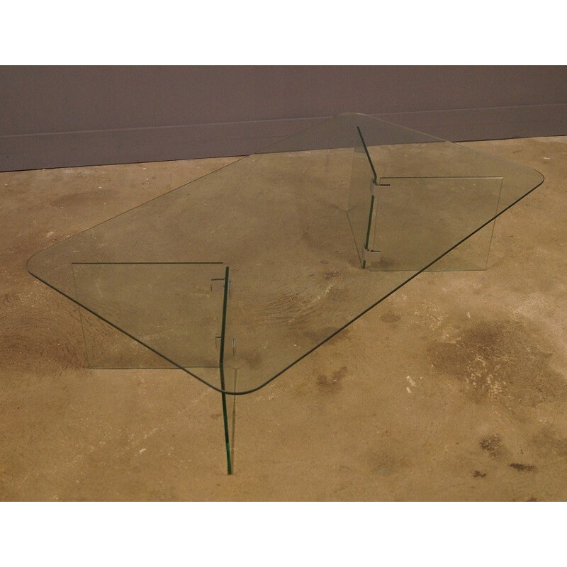 Large vintage coffee table in glass - 1970s