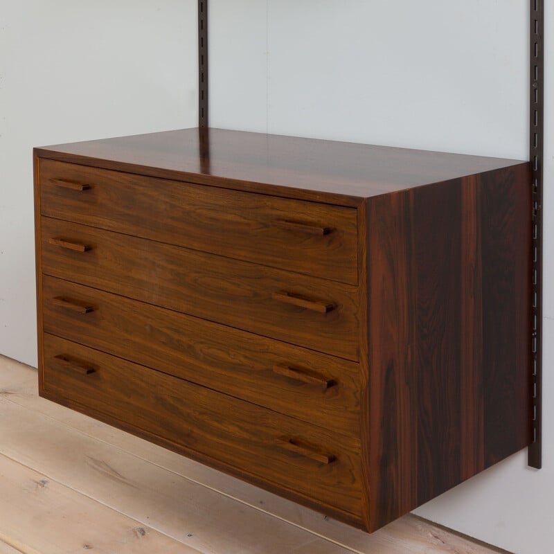 Vintage one bay rosewood wall unit by Kai kristiansen for Fm Mobler, 1960s