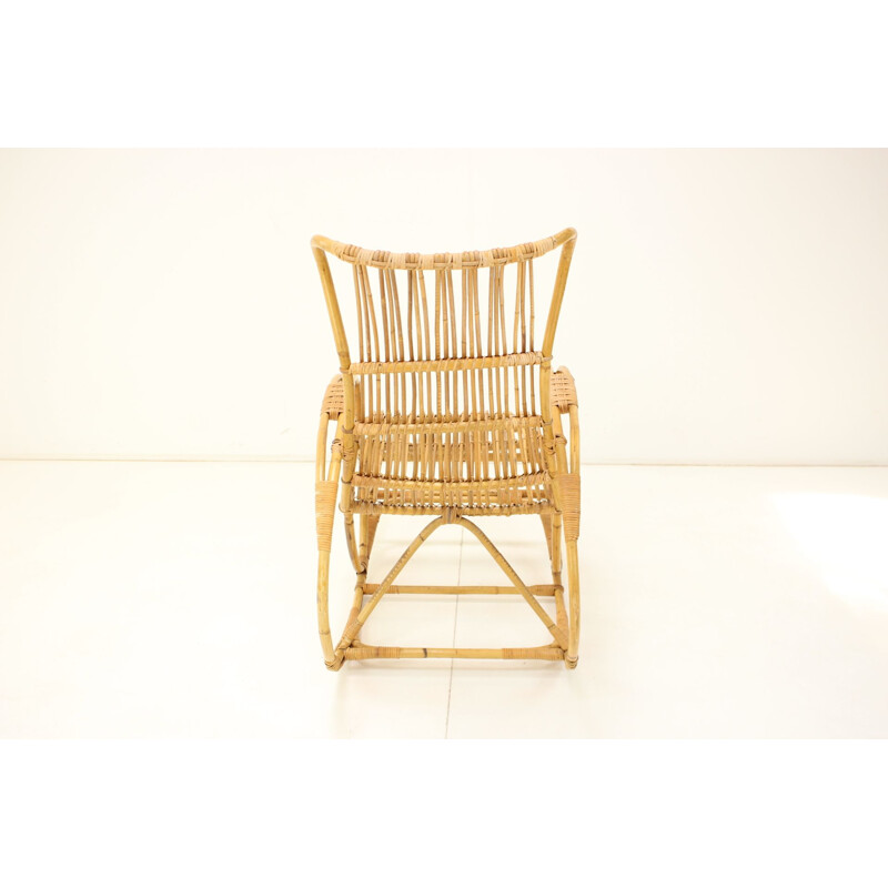 Mid-century rattan rocking chair, Czechoslovakia 1960s