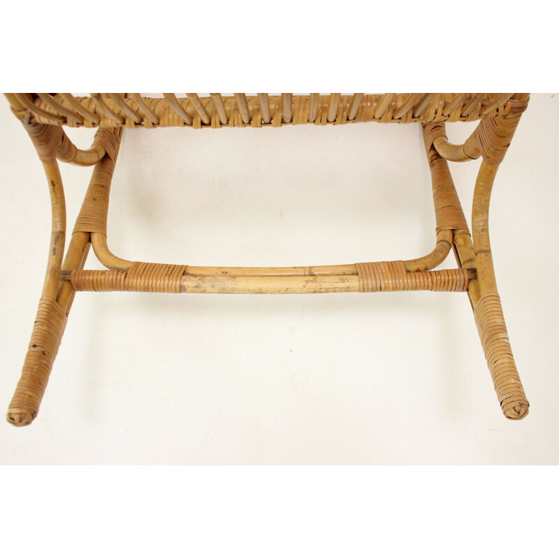 Mid-century rattan rocking chair, Czechoslovakia 1960s