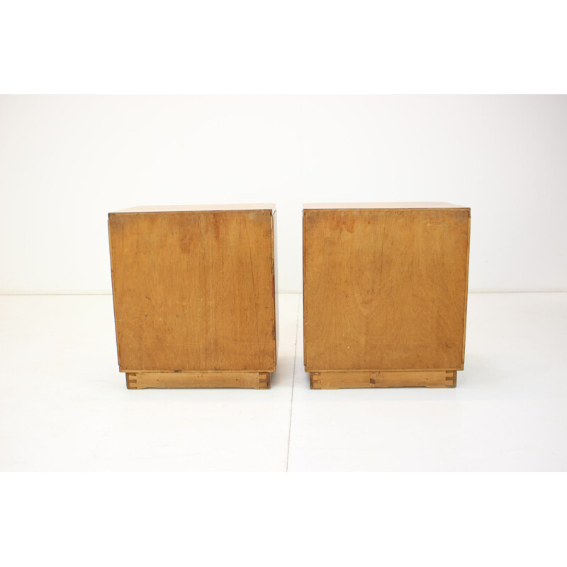 Pair of vintage wooden bedside tables by Jindrich Halabala, Czechoslovakia 1950