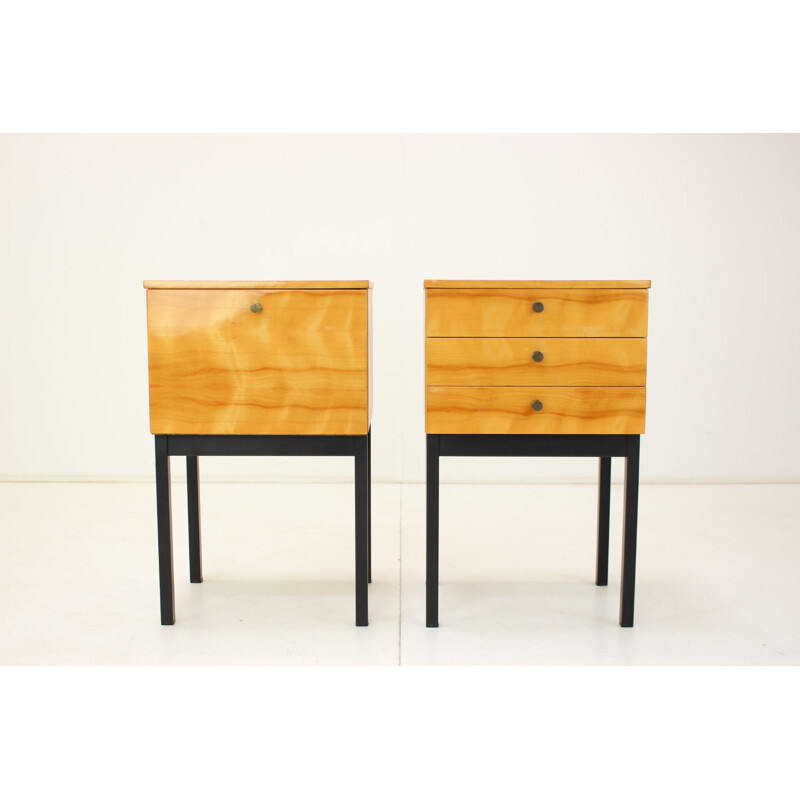 Pair of vintage minimalist night stands by Up Zavody Bucovice, Czechoslovakia 1970s