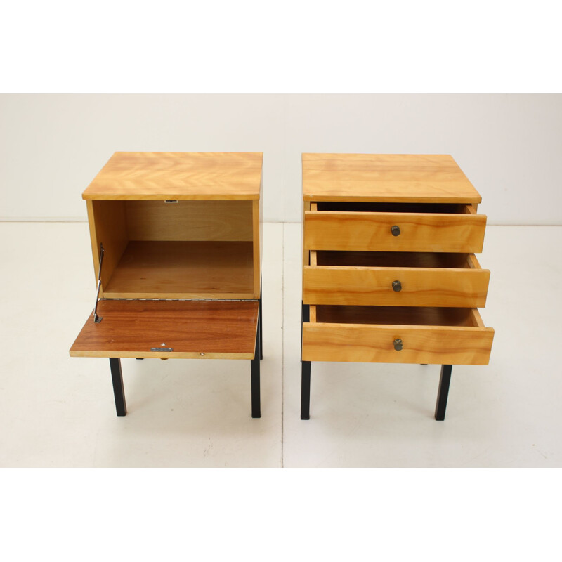 Pair of vintage minimalist night stands by Up Zavody Bucovice, Czechoslovakia 1970s