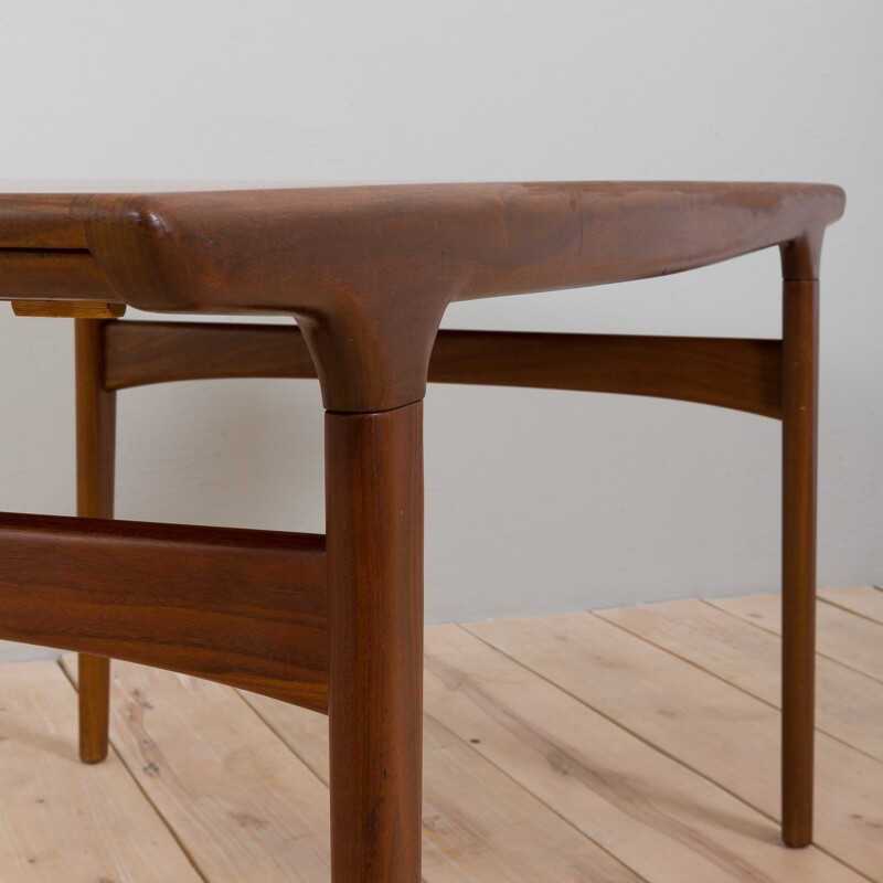 Vintage teak dining table with hidden extension by Johannes Andersen for Uldum, Denmark 1960s