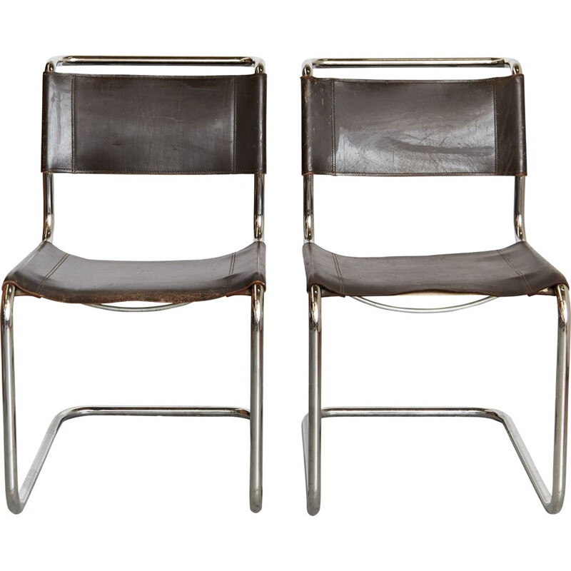 Pair of vintage cantilever chairs S33 by Mart Stam for Thonet