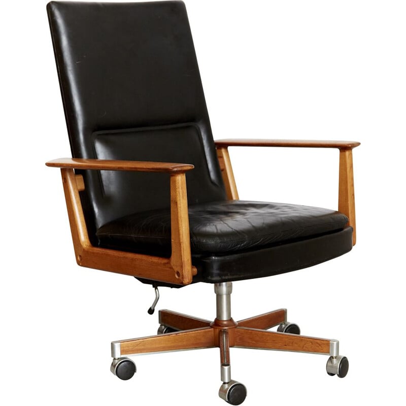 Fauteuil de bureau vintage à dossier haut 419 par Arne Vodder pour Sibast