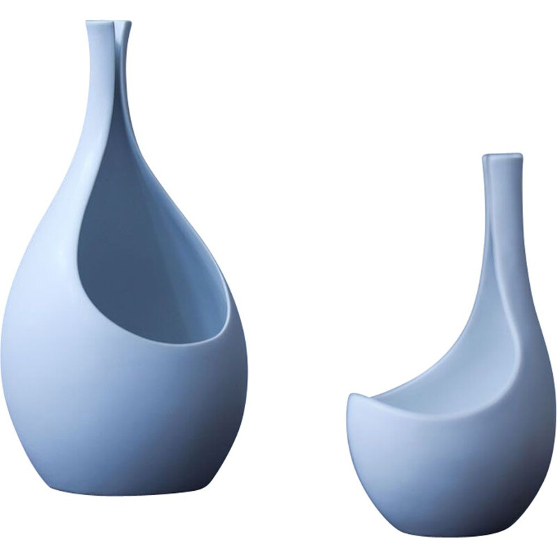 Paar alte "Pungo"-Vasen von Stig Lindberg für Gustavsberg, 1950er Jahre