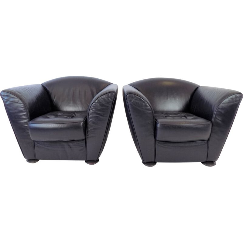 Pair of vintage Cor Zelda leather armchairs by Peter Maly, 1980s