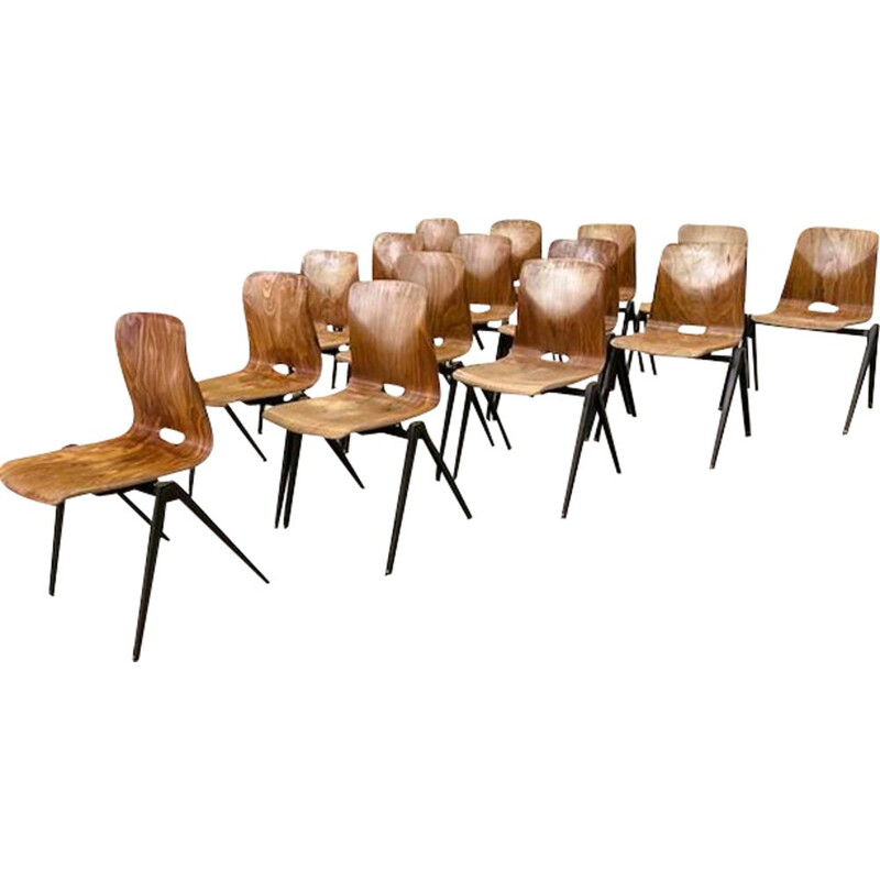 lot de 15 chaises vintage - bois clair