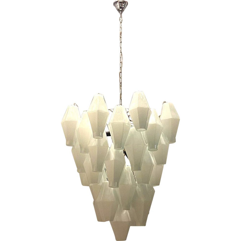 Vintage Italian polygon glass chandelier, 1980s