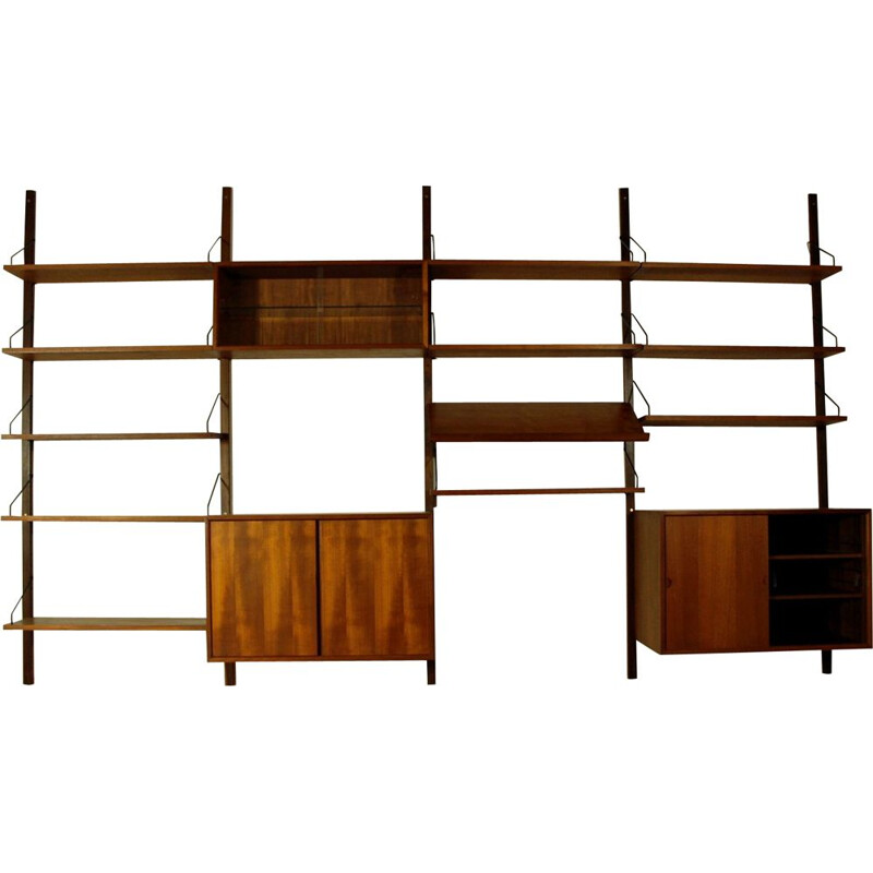 Mid century modular teak wall unit by Poul Cadovius, Denmark