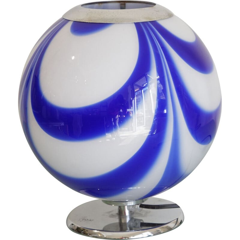 Vintage blue opal globe lamp, Italy 1970