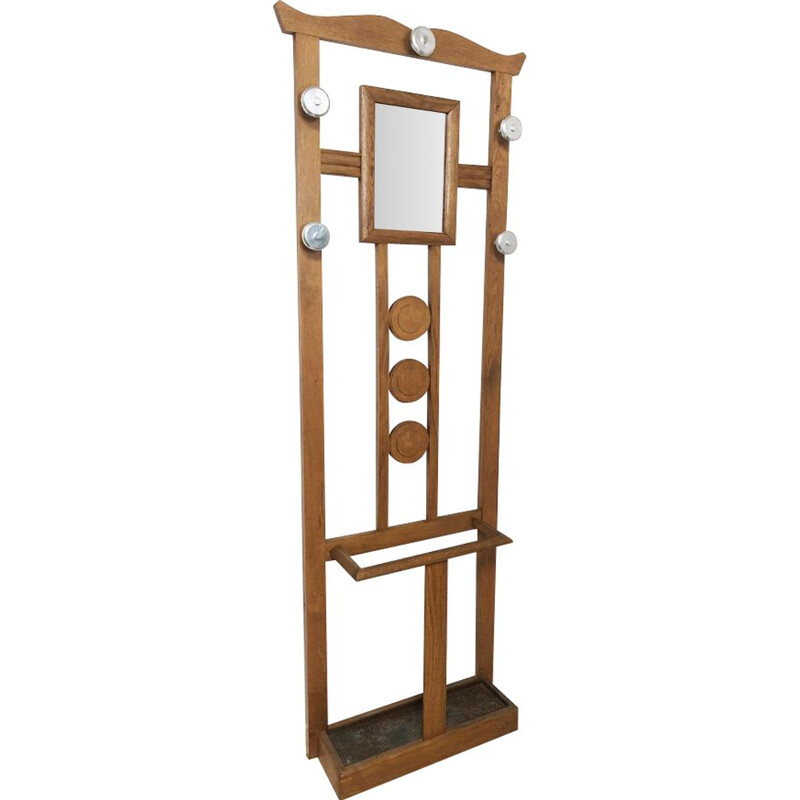 Vintage wooden wall coat rack, 1930-1950