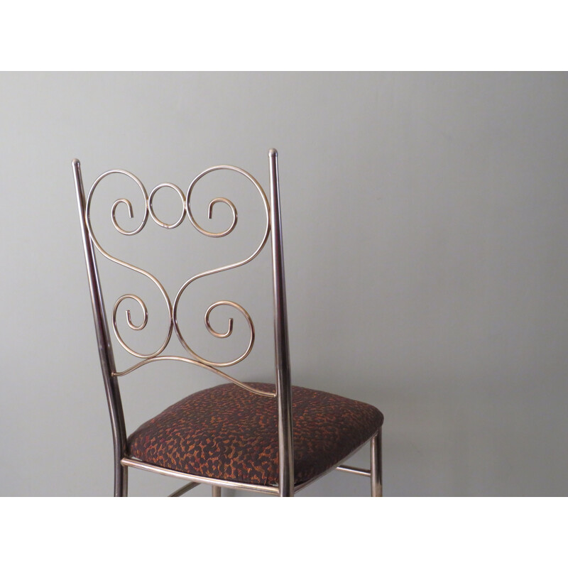 Vintage Stuhl aus Messing mit Polsterung, Italien 1950