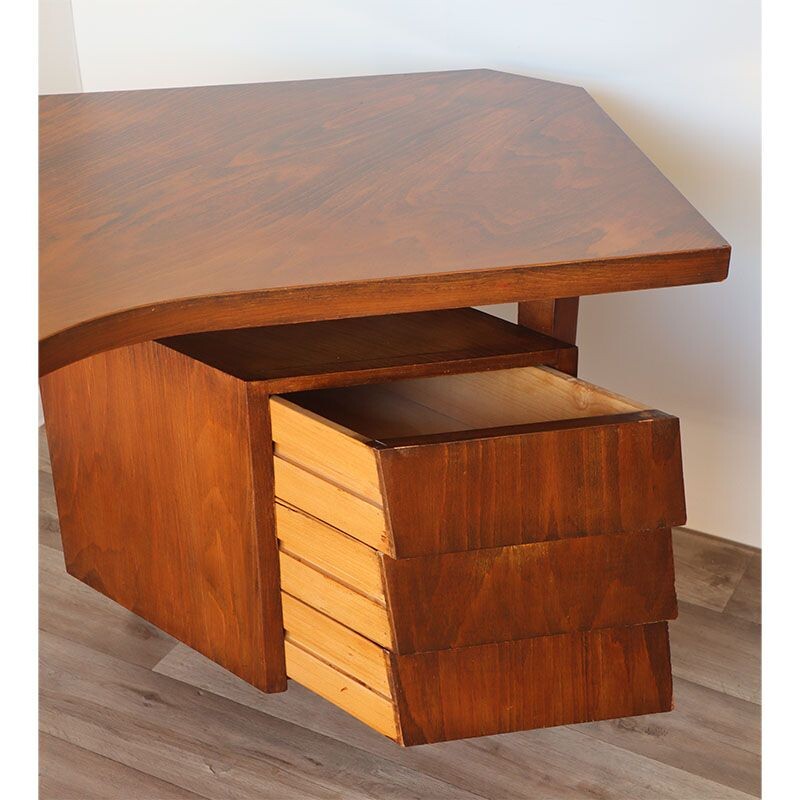 Vintage "Boomerang" desk in solid wood, 1950