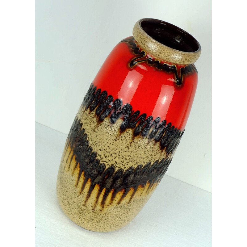 Vintage Scheurich vase with fat lava zigzag pattern - 1960s