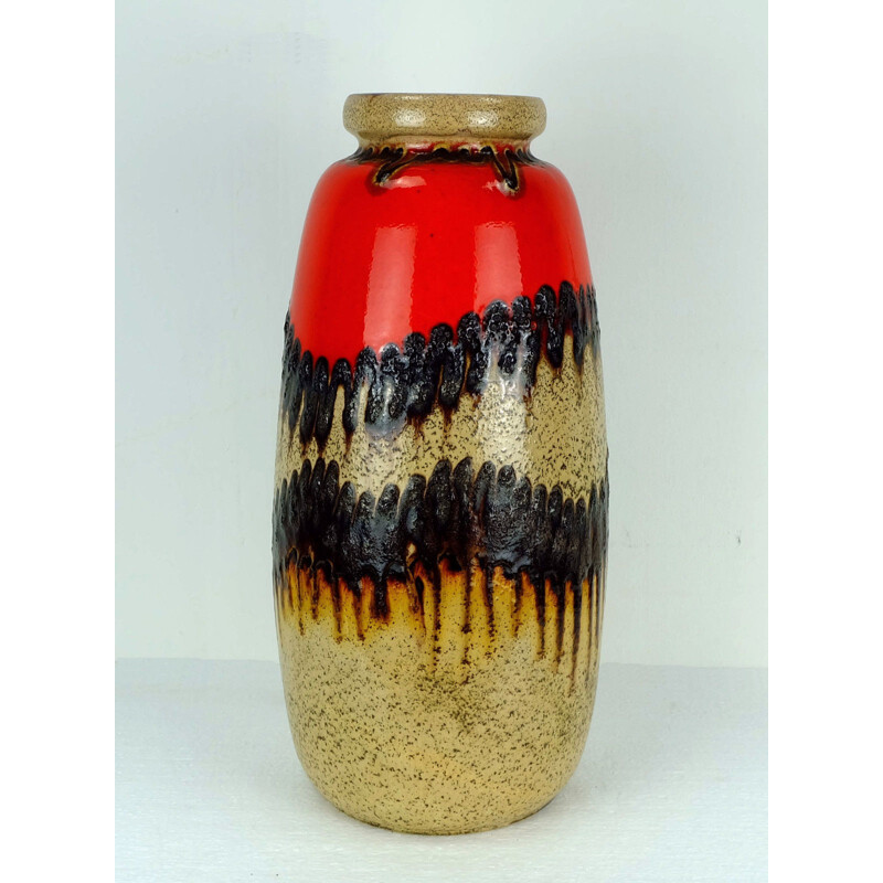 Vintage Scheurich vase with fat lava zigzag pattern - 1960s