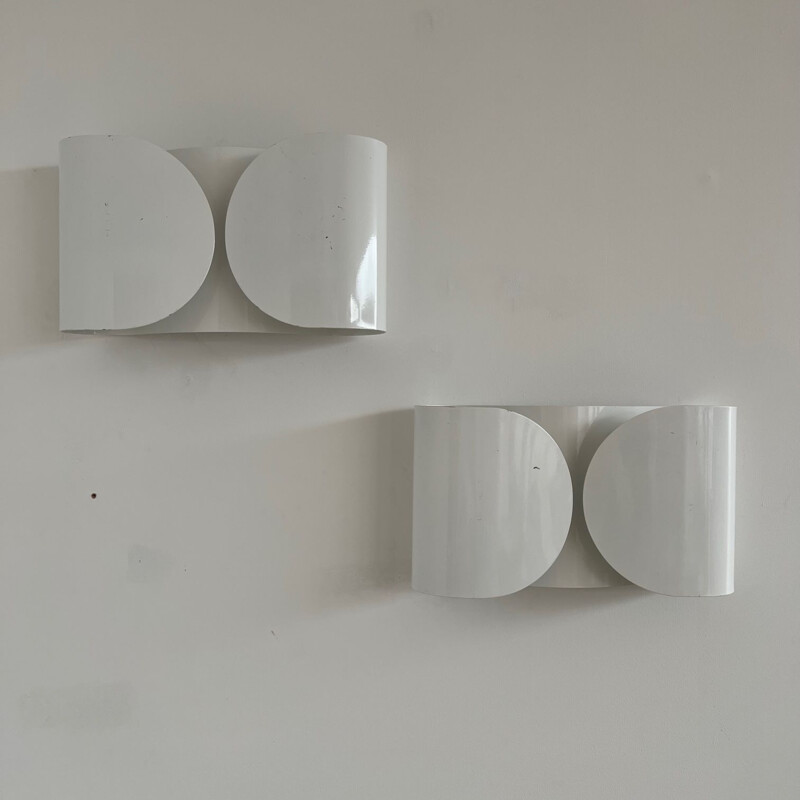 Pair of mid-century wall lamps "Foglio" by Afra & Tobia Scarpa, Italy 1970s