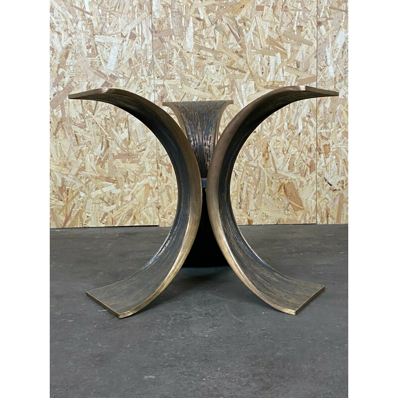 Table basse vintage en bronze et verre par Luciano Frigerio, 1960