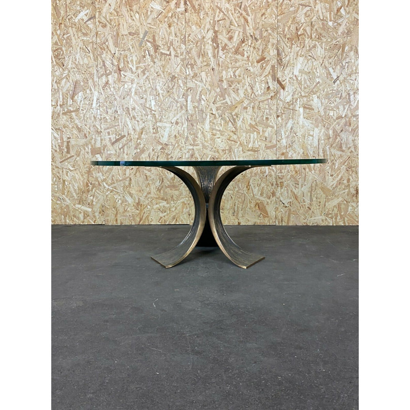 Mesa de café em bronze e vidro Vintage de Luciano Frigerio, 1960
