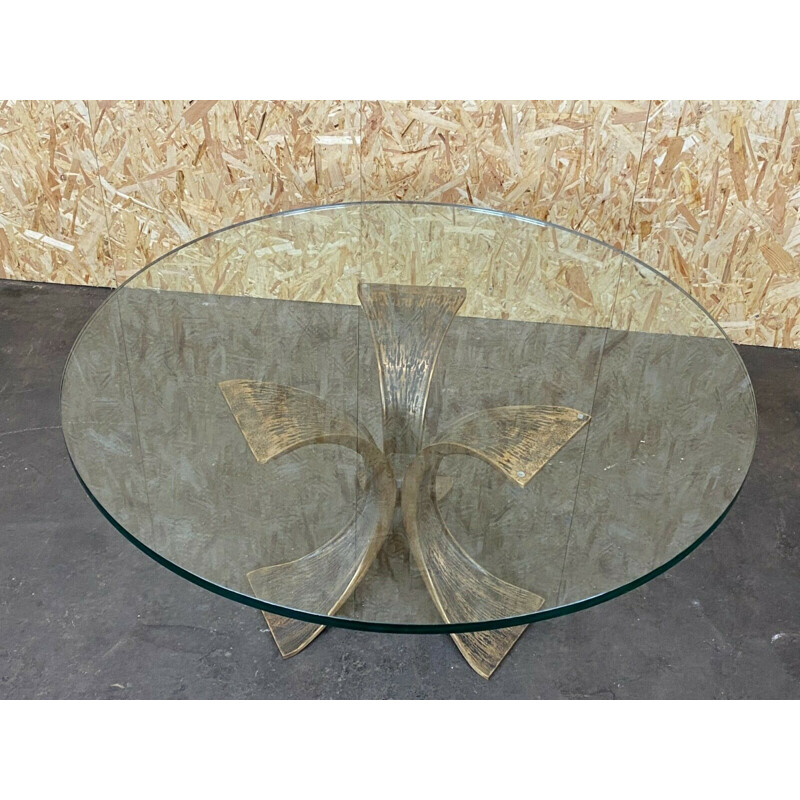 Vintage bronze and glass coffee table by Luciano Frigerio, 1960