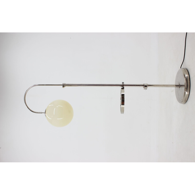 Vintage chrome-plated functionalist floor lamp, Czechoslovakia 1930