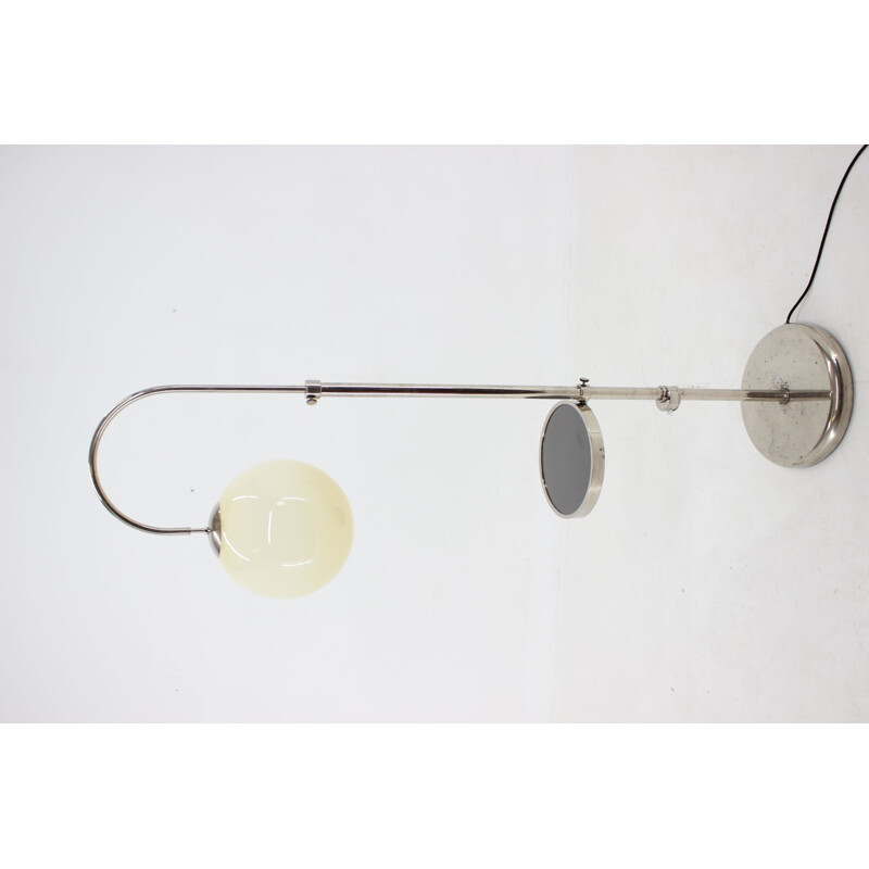 Vintage chrome-plated functionalist floor lamp, Czechoslovakia 1930